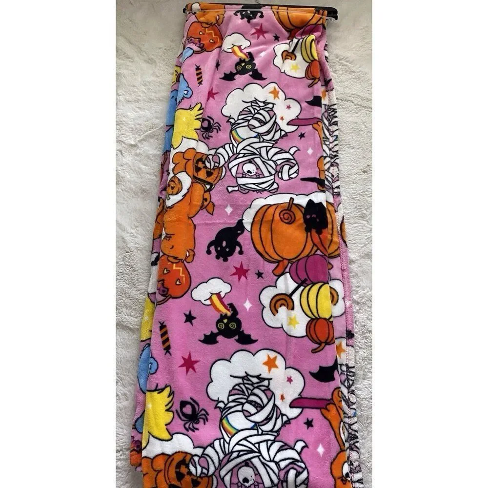 Care Bears Halloween Witch Mummy Pumpkin Pink TWIN‎ SIZE Blanket 60 X 90” NEW